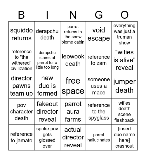Hunting a Minecraft Player Who Doesn't Exist Bingo Card