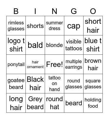 Appearance bingo Card