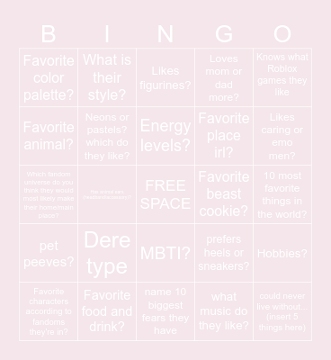How well do you know me? Bingo Card