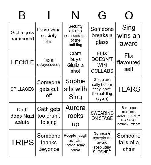 Societies Awards! Bingo Card