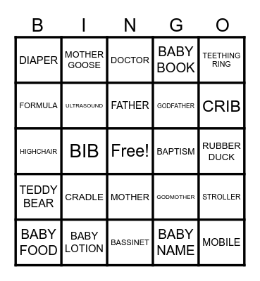BABY BINGO Card