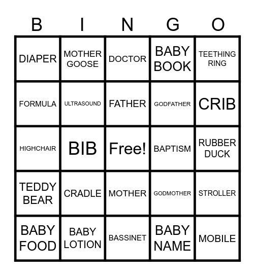 BABY BINGO Card