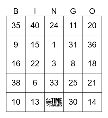 TIME to Bingo Card