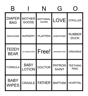 BABY BINGO Card
