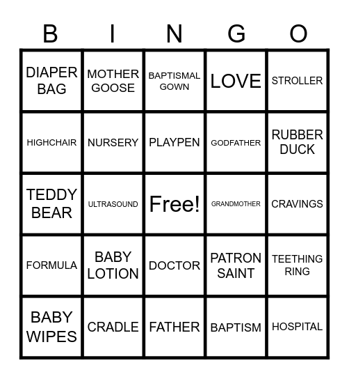 BABY BINGO Card