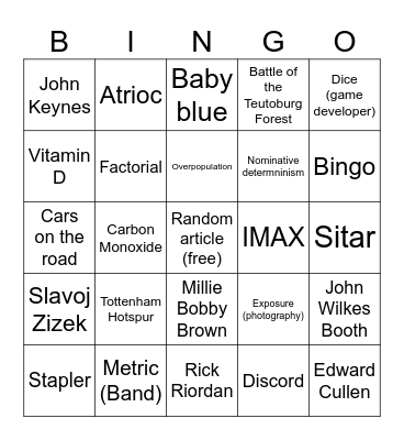 Wiki bingo Card
