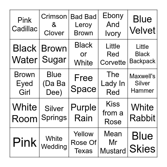 COLORS Bingo Card