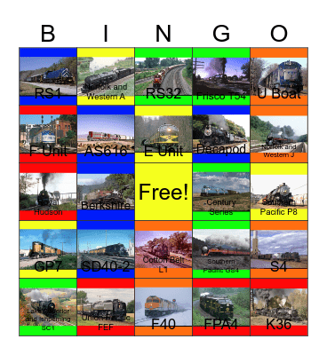 Trains, Lots of Trains Bingo Card