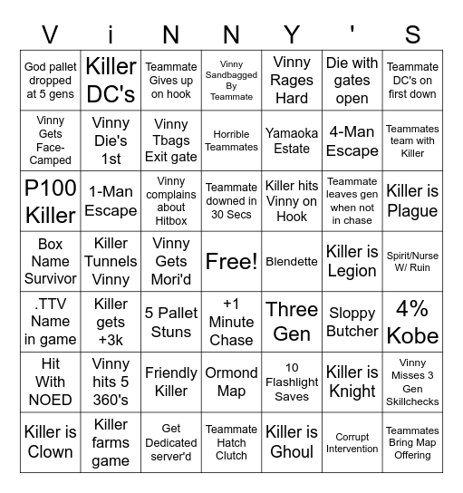 Vinny's Ultimate Bingo(Fill All Boxes) Bingo Card