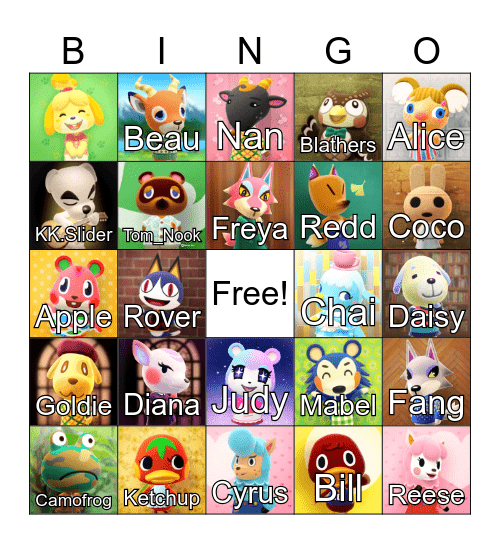 Animal Crossing Bingo Card