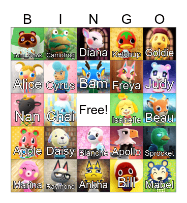Animal Crossing Bingo Card