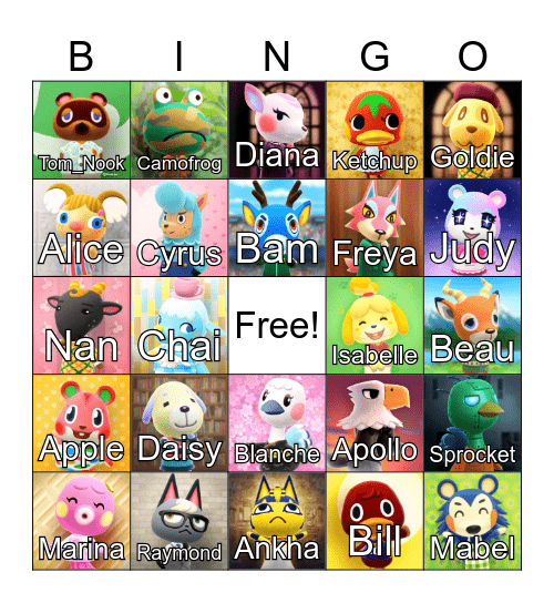 Animal Crossing Bingo Card
