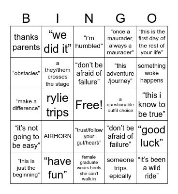 rylie’s graduation 2025 Bingo Card