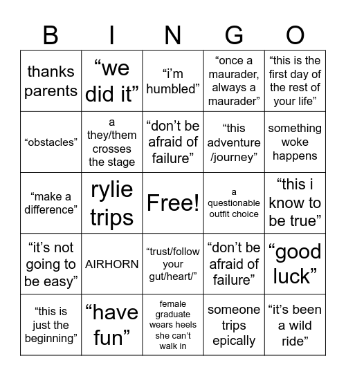 rylie’s graduation 2025 Bingo Card