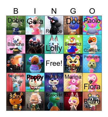 Animal crossing bingo! Bingo Card