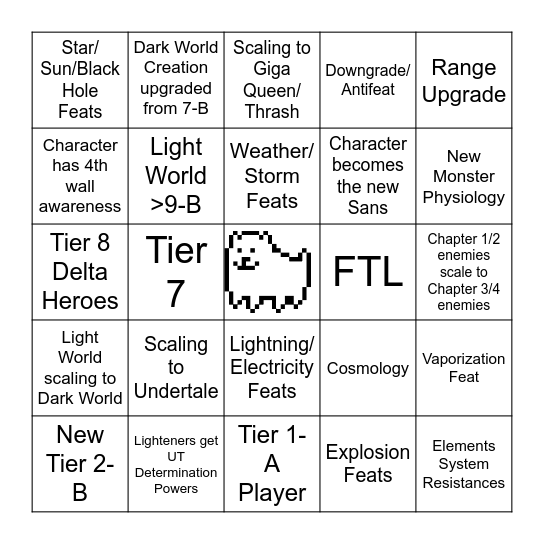 Deltarune Chapters 3-4 Powerscaling Bingo Card