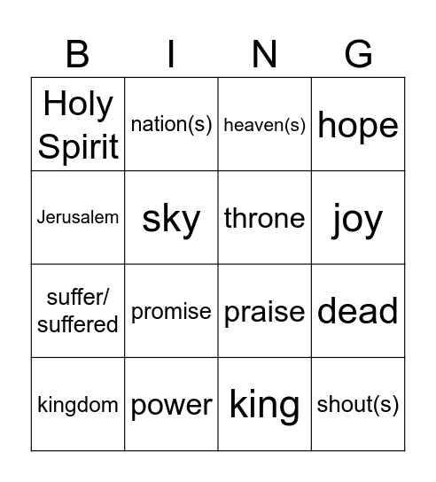 Ascension year C Bingo Card
