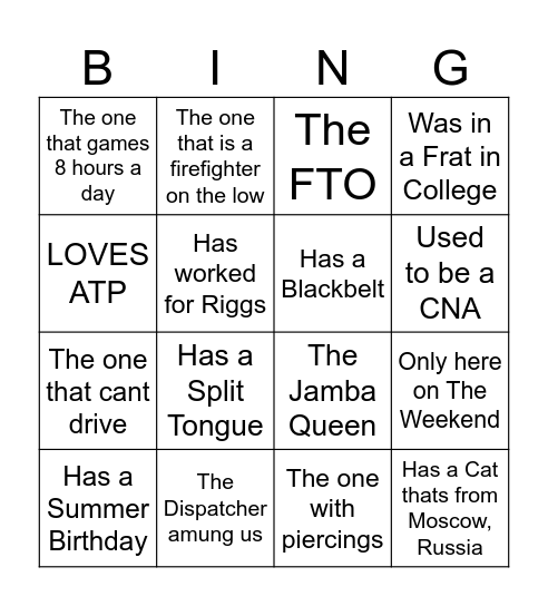 ATP BLACKOUT BINGO Card