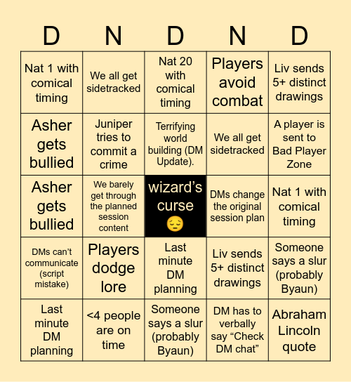 DnD BnBingo Card