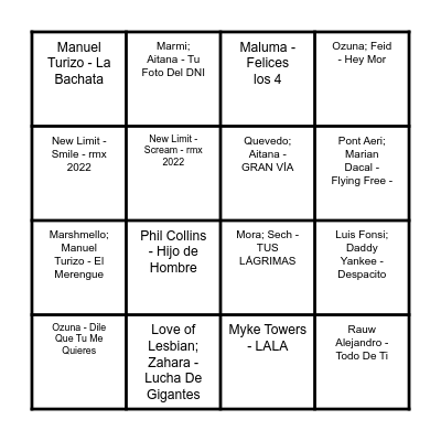 BINGO MUSICAL FISIOACTIVA & DAYFIT Bingo Card