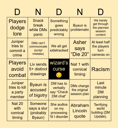 DnD BnBingo Card
