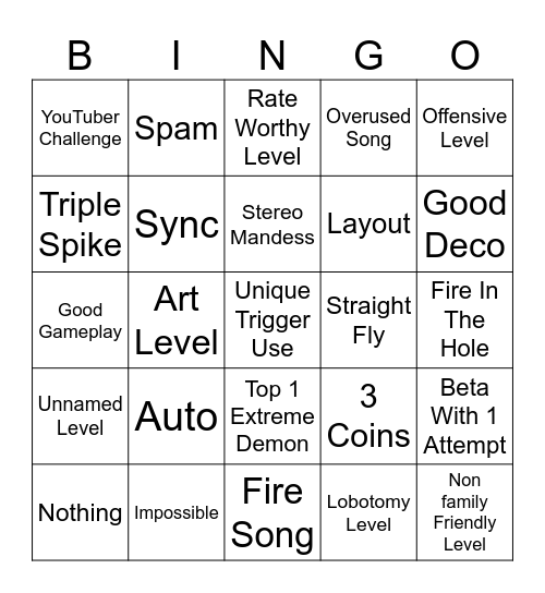 GD Bingo Card