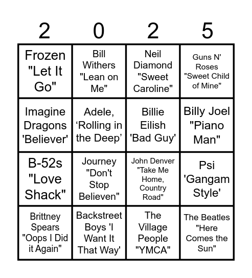 BINGO MUSICAL Bingo Card