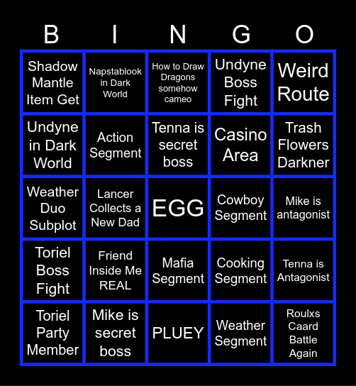 Deltarune Chapter 3 Bingo Card
