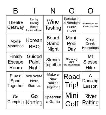 Lana and Ian 2025-2026 Bingo Card