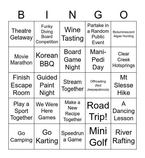 Lana and Ian 2025-2026 Bingo Card