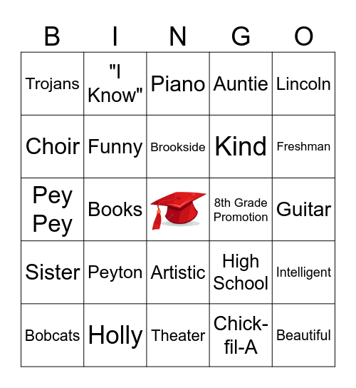 Congratulations Peyton!! Bingo Card