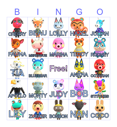 Animal Crossing BINGO! :)) Bingo Card