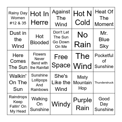 WEATHER Bingo Card