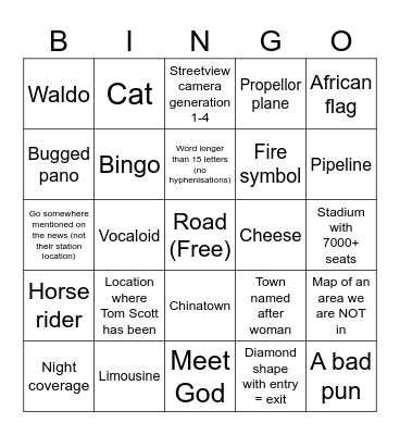 Internet Roadtrip Bingo 6 Bingo Card