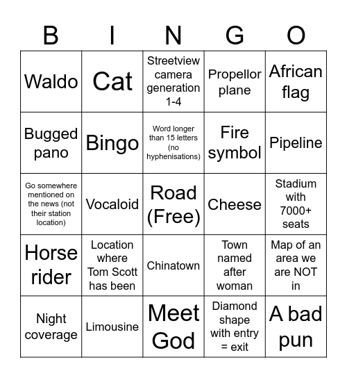 Internet Roadtrip Bingo 6 Bingo Card