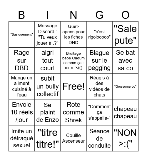 Allan Bingo Card