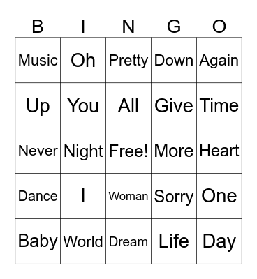 Singing Bingo Card