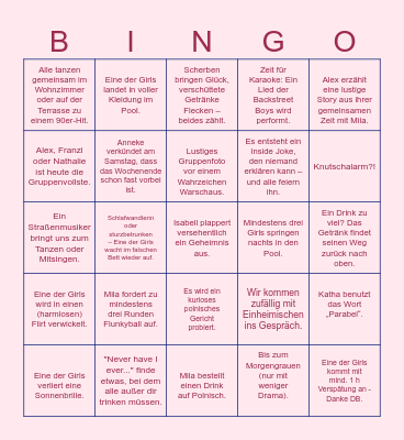 Mila's Bachelorette Party Bingo Card