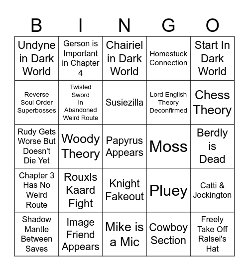 Deltarune 3-4 Bingo Card