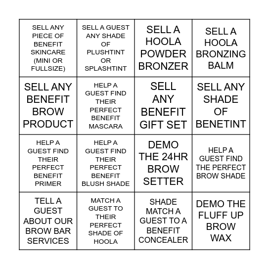 BENEFIT SUMMER 2025 BINGO Card