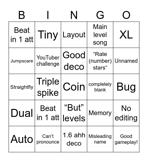 Recent Tab GD Bingo Card