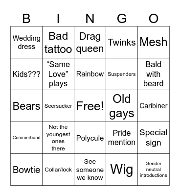 Gay vow renewal Bingo Card