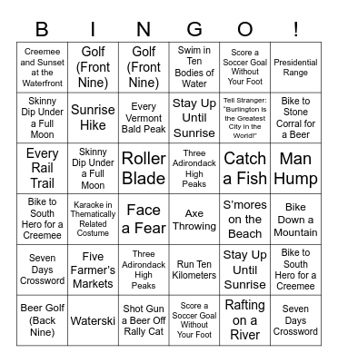 Summer Bingo Card