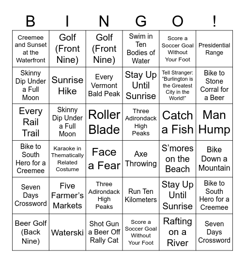 Summer Bingo Card