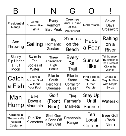 Summer Bingo! Bingo Card
