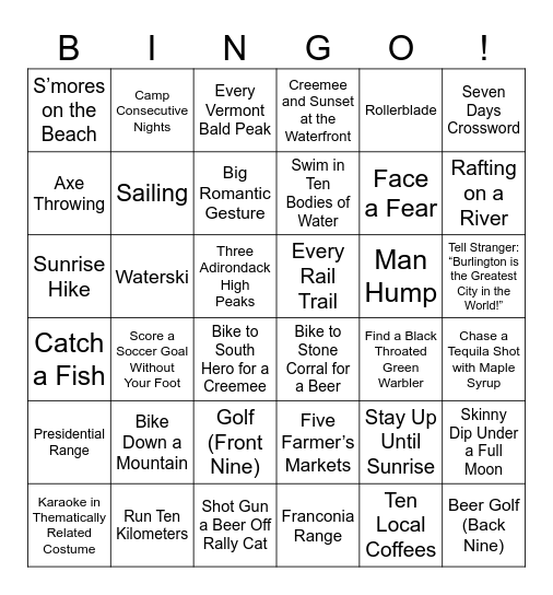 Summer Bingo! Bingo Card