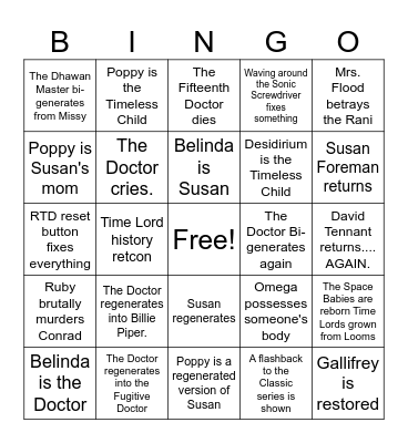 Reality War Bingo Card