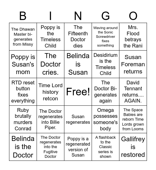 Reality War Bingo Card