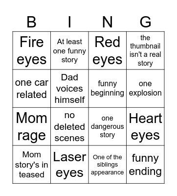 New Haminations video Bingo Card