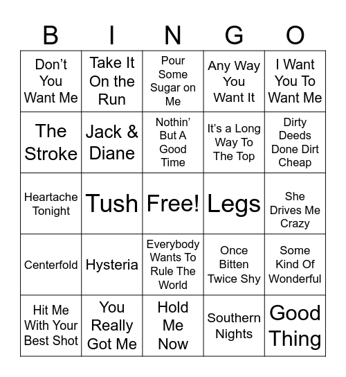 ——Front Row Bingo——- Bingo Card